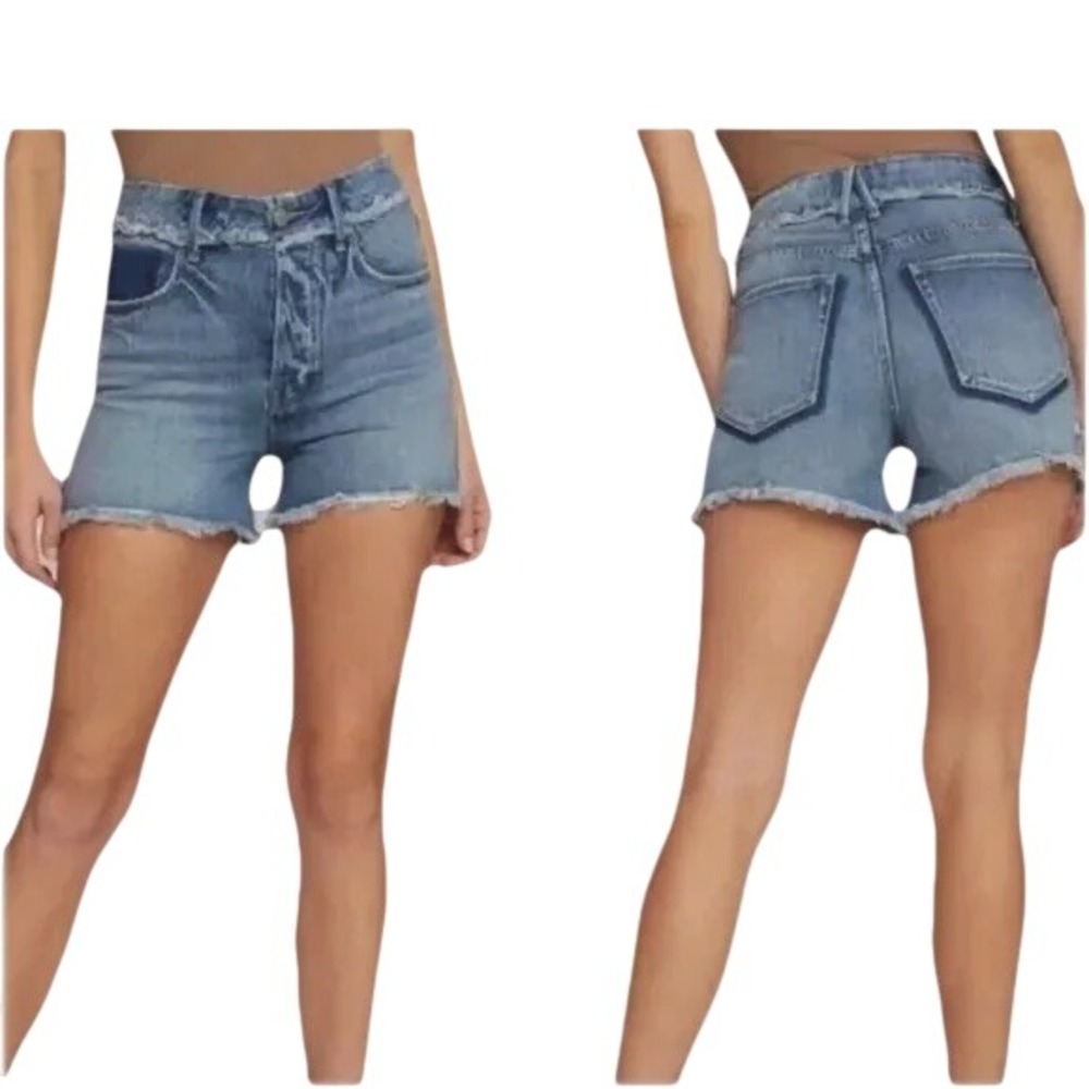 GOOD AMERICAN Size 0 Distressed Raw Hem High Waist Shadow Pocket Bombshell Short